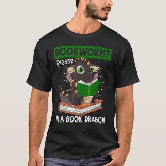 Bookworm Bitte im Buch Dragon Reading Book Dra T-Shirt (Vorderseite)