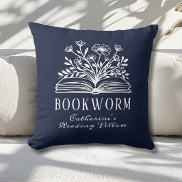 Bookworm Book Lovers Navy Blue Custom Kissen
