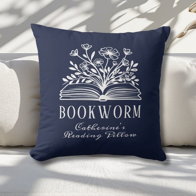 Bookworm Book Lovers Navy Blue Custom Kissen (Von Creator hochgeladen)