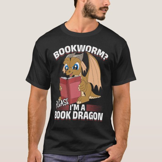 Bookworm Book Reading Fantasy Dragon Niedlich Book T-Shirt (Vorderseite)