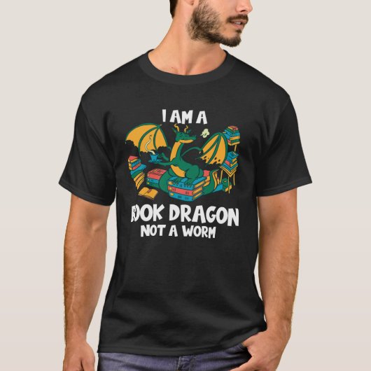 Bookworm Books Reading I Am A Book Dragon T-Shirt (Vorderseite)