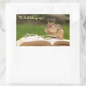 Bookworm Chipmunk Buchzeichen Rechteckiger Aufkleber (Tasche)