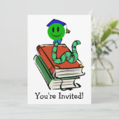 Bookworm-Design Einladung (Stehend Vorderseite)