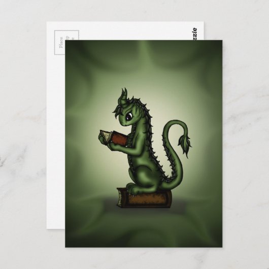 Bookworm Dragon Postkarte (Vorne/Hinten)
