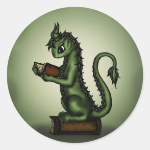 Bookworm Dragon Runder Aufkleber
