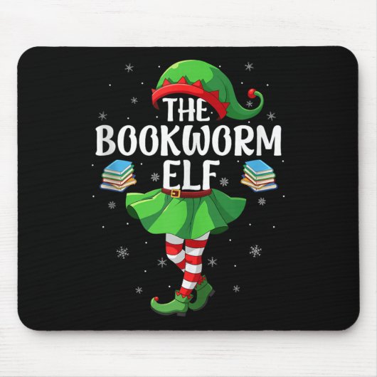 Bookworm Elf Christmas Girls Women Elf Squad Xmas Mousepad (Vorne)