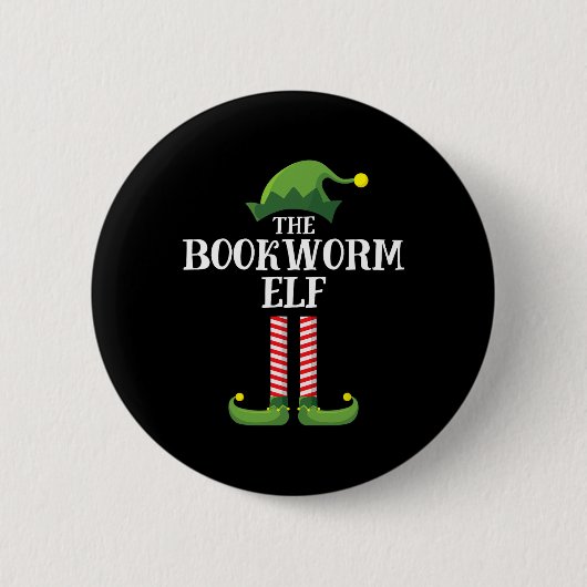 Bookworm Elf Matching Familiengruppe Weihnachtsfes Button (Vorderseite)