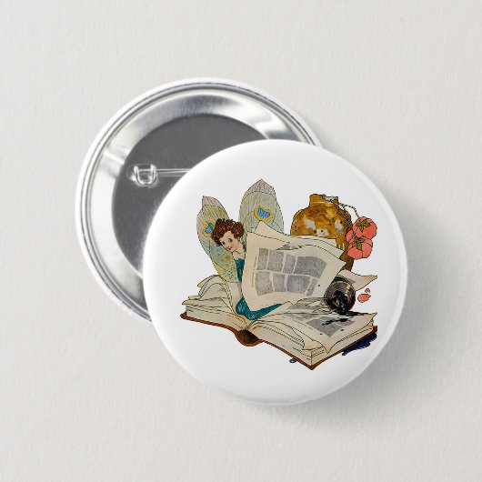 Bookworm Fairy Button (Vorne & Hinten)