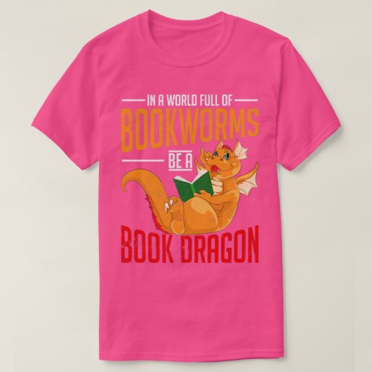 Bookworm Fantasy Reading Funny Creature Book Drago T-Shirt (Design vorne)