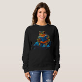 Bookworm  Frog Reading a Book Sweatshirt (Vorne ganz)