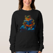 Bookworm  Frog Reading a Book Sweatshirt (Vorderseite)