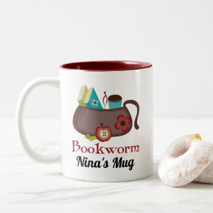 Bookworm Geschenk für Bibliothekar- oder Buchklub Zweifarbige Tasse
