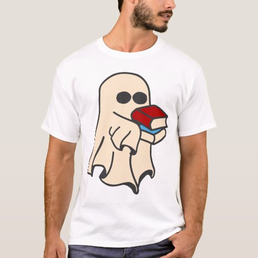 Bookworm Ghost Halloween T-Shirt (Vorderseite)