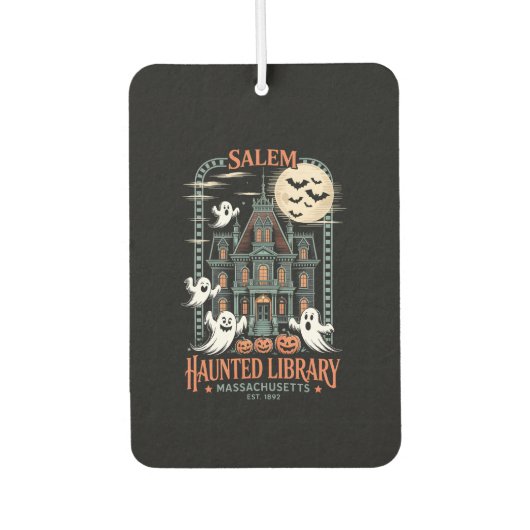 Bookworm Halloween Shirt Spuk Library Autolufterfrischer (Vorderseite)