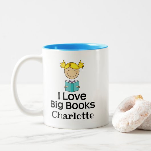 Bookworm I Liebe Big Books Zweifarbige Tasse (Mit Donut)