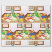 Bookworm in Class Wrapping Paper Geschenkpapier (Flach)
