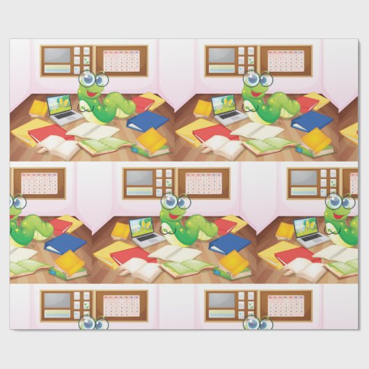 Bookworm in Class Wrapping Paper Geschenkpapier (Flach)