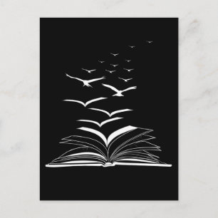 Bookworm-Inspiration zum Flying Book Birds Library Postkarte