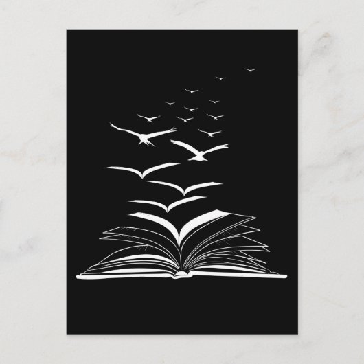Bookworm-Inspiration zum Flying Book Birds Library Postkarte (Vorderseite)