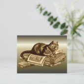 Bookworm Kitty Cat Reading Books Postkarte (Stehend Vorderseite)
