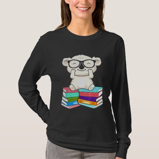 Bookworm Koala Bear Reading Librarian Koala Bear T-Shirt (Vorderseite)