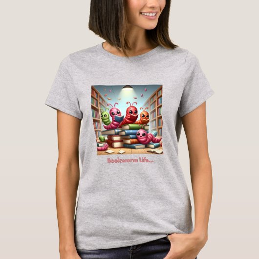 Bookworm Life T - Shirt der Schulbibliothek (Vorderseite)