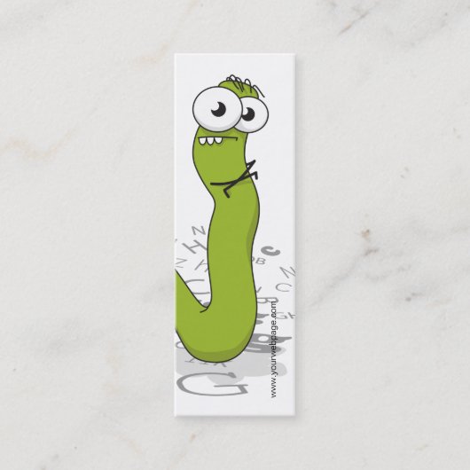 Bookworm mini Bookmark Business Profile Template Mini Visitenkarte (Vorderseite)