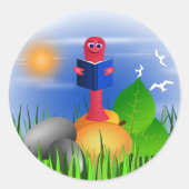 Bookworm Niedlich Fun Kid's School Round Stickers (Vorderseite)