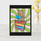 Bookworm Owl Library Buchworm Karte (Gelbe Blume)