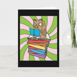 Bookworm Owl Library Buchworm Karte