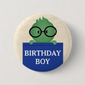 Bookworm Personalisiert Birthday Boy Button (Vorderseite)