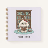 Bookworm Poodle Puppy Pastel Art Sketchbook Vibes Notizblock (Vorderseite)