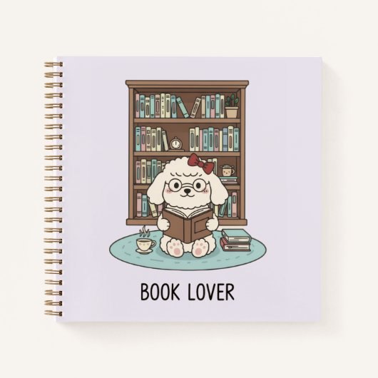Bookworm Poodle Puppy Pastel Art Sketchbook Vibes Notizblock (Vorderseite)