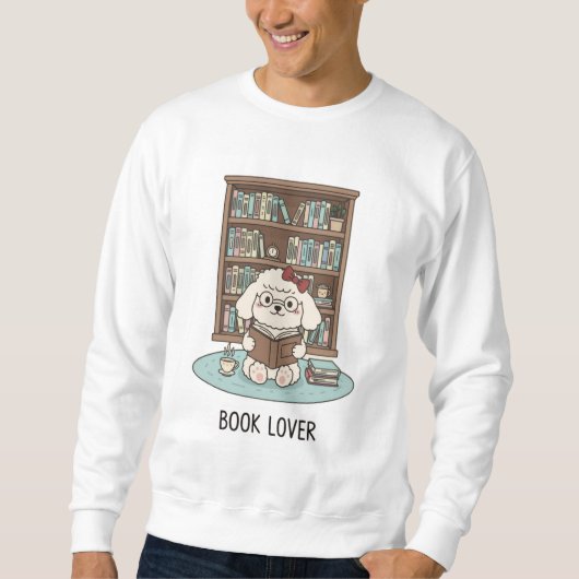 Bookworm Poodle Reading Coffee Cozy Vibes Sweatshirt (Vorderseite)