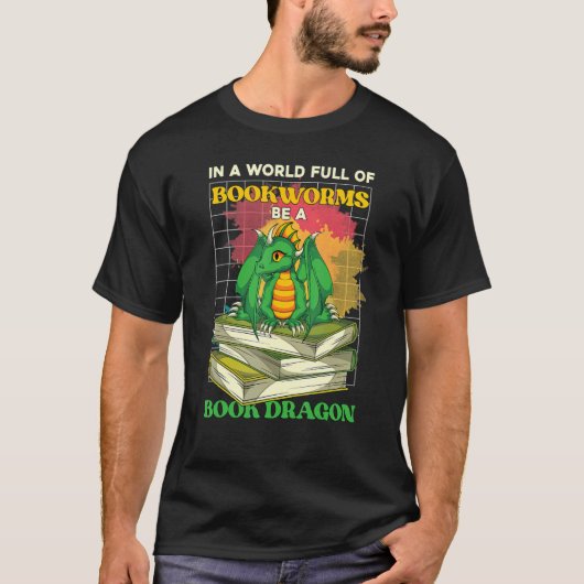Bookworm Reading Book Librarian Book Dragon T-Shirt (Vorderseite)