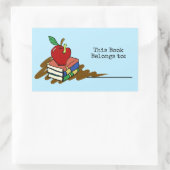 Bookworm Red Apple Teacher Rechteckiger Aufkleber (Tasche)