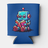 Bookworm Robot - Pixel Art SciFi Reading Design Dosenkühler (Vorderseite)
