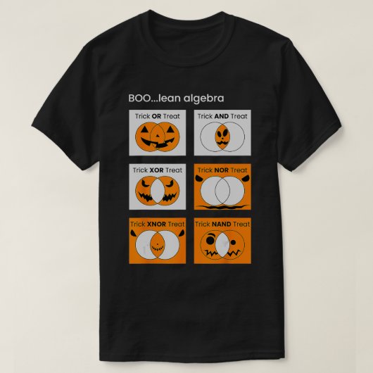 Boolean Algebra Trick oder Treat Pumpkin Venn Diag T-Shirt (Design vorne)