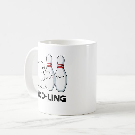 Booling Niedlichen Halloween Bowling Ghost Pun Kaffeetasse (Vorderseite Links)