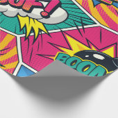 Boom Bang Wow Retro Comic Explosionen Geschenkpapier (Ecke)
