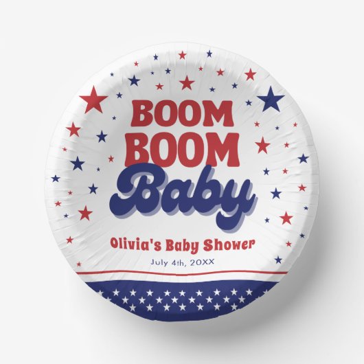 Boom Boom Baby 4. Juli Patriotic Baby Dusche Pappteller (Vorderseite)