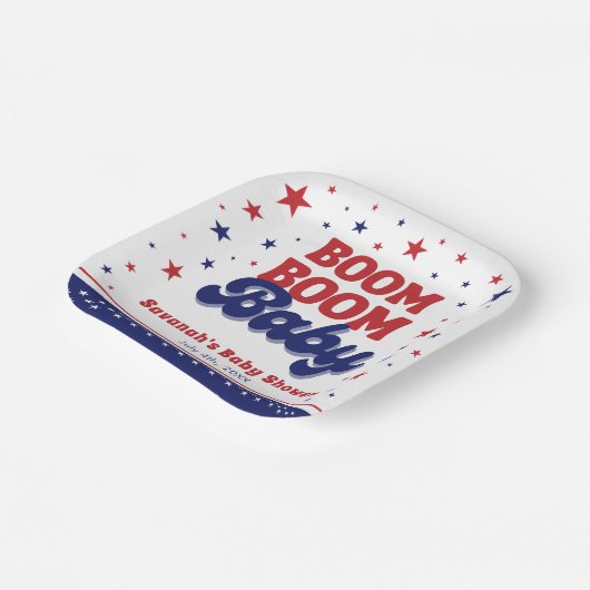 Boom Boom Baby 4. Juli Patriotic Baby Dusche Pappteller (Gewinkelt)