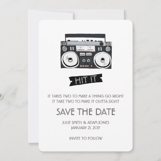 Boom Box Hochzeit - Termin vormerken Save The Date (Vorderseite)