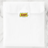 Boom Cartoon Blurb Runder Aufkleber (Tasche)
