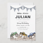 Boom Crash Monster Truck Birthday Invitation Einladung (Vorderseite)