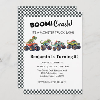 Boom Crash, Monster Truck Geburtstag Einladung