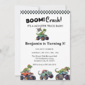 Boom Crash, Monster Truck Geburtstag Einladung (Vorderseite)