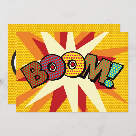 BOOM Deine Message Speech Bubble Fun Retro Ankündigung (Vorne/Hinten)