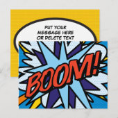 BOOM Deine Message Speech Bubble Fun Retro Ankündigungspostkarte (Vorne/Hinten)