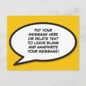 BOOM Deine Message Speech Bubble Fun Retro Ankündigungspostkarte (Rückseite)